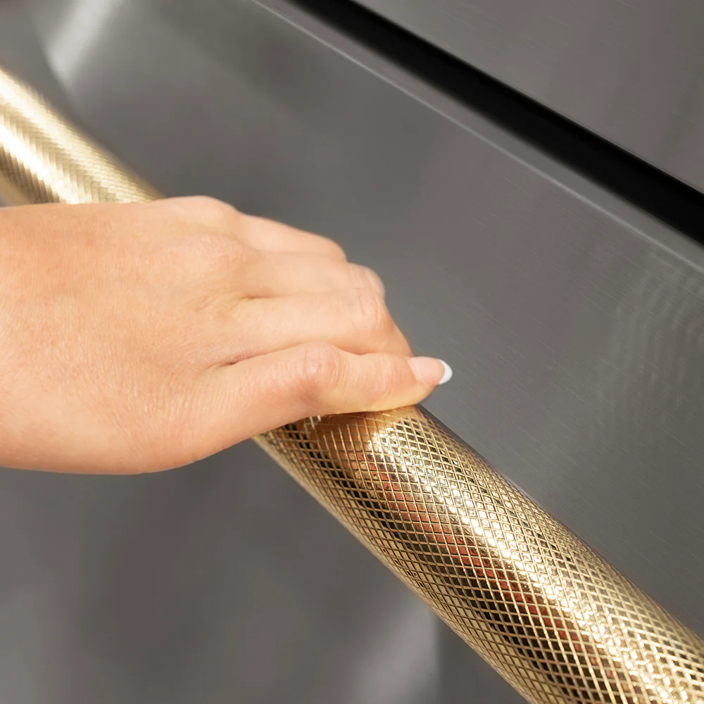 ZLINE Autograph Edition Touchstone Refrigerator Drawer Helix Handles (Set of 2) in Polished Gold (RDHOZ-24-K-G) - Image 2