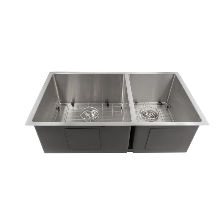 ZLINE 33 in. Chamonix Undermount Double Bowl Stainless Steel Kitchen Sink with Bottom Grid (SR60D-33) - Image 5