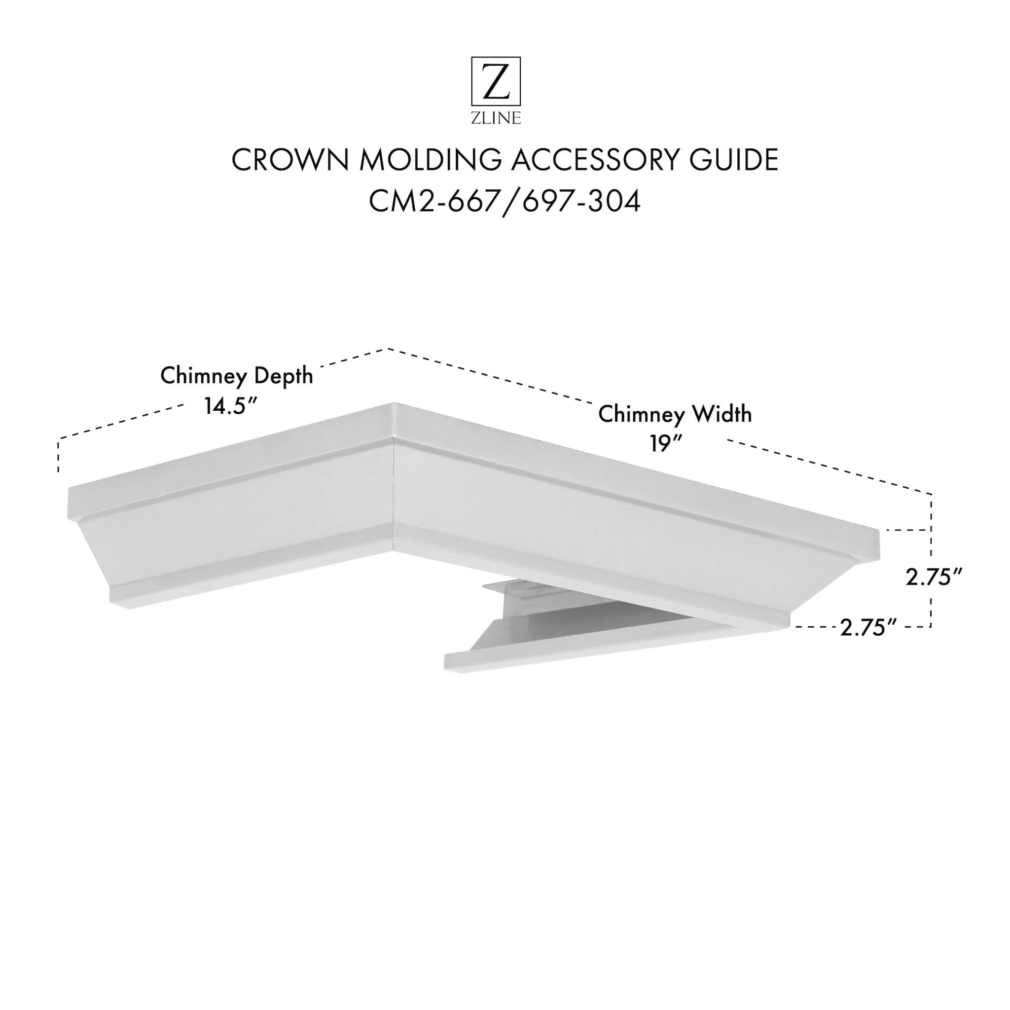 ZLINE Crown Molding Profile 2 for Wall Mount Range Hood (CM2-667/697-304) - Image 5