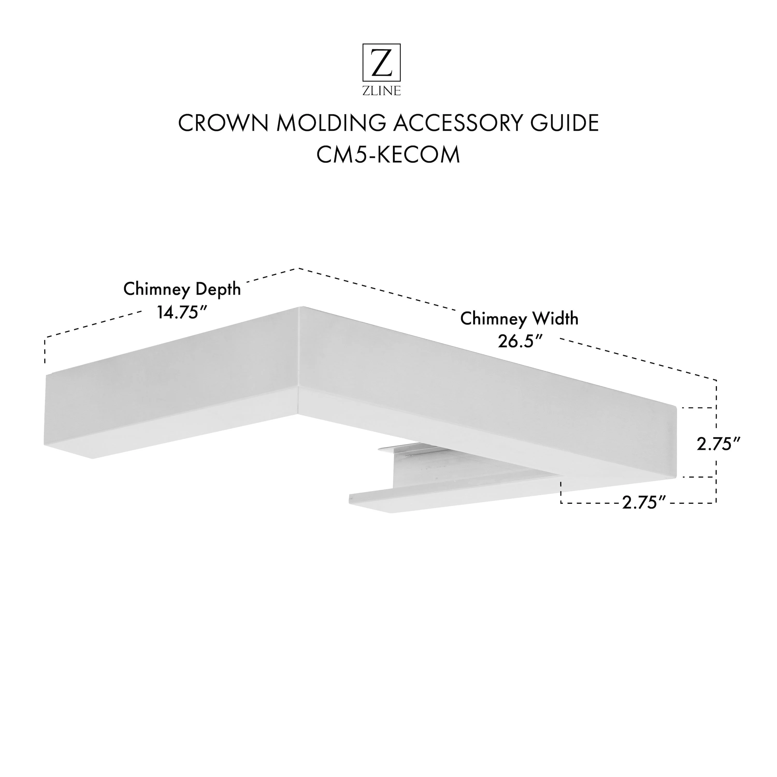 ZLINE Crown Molding Profile 5 for Wall Mount Range Hood (CM5-KECOM-304) - Image 7