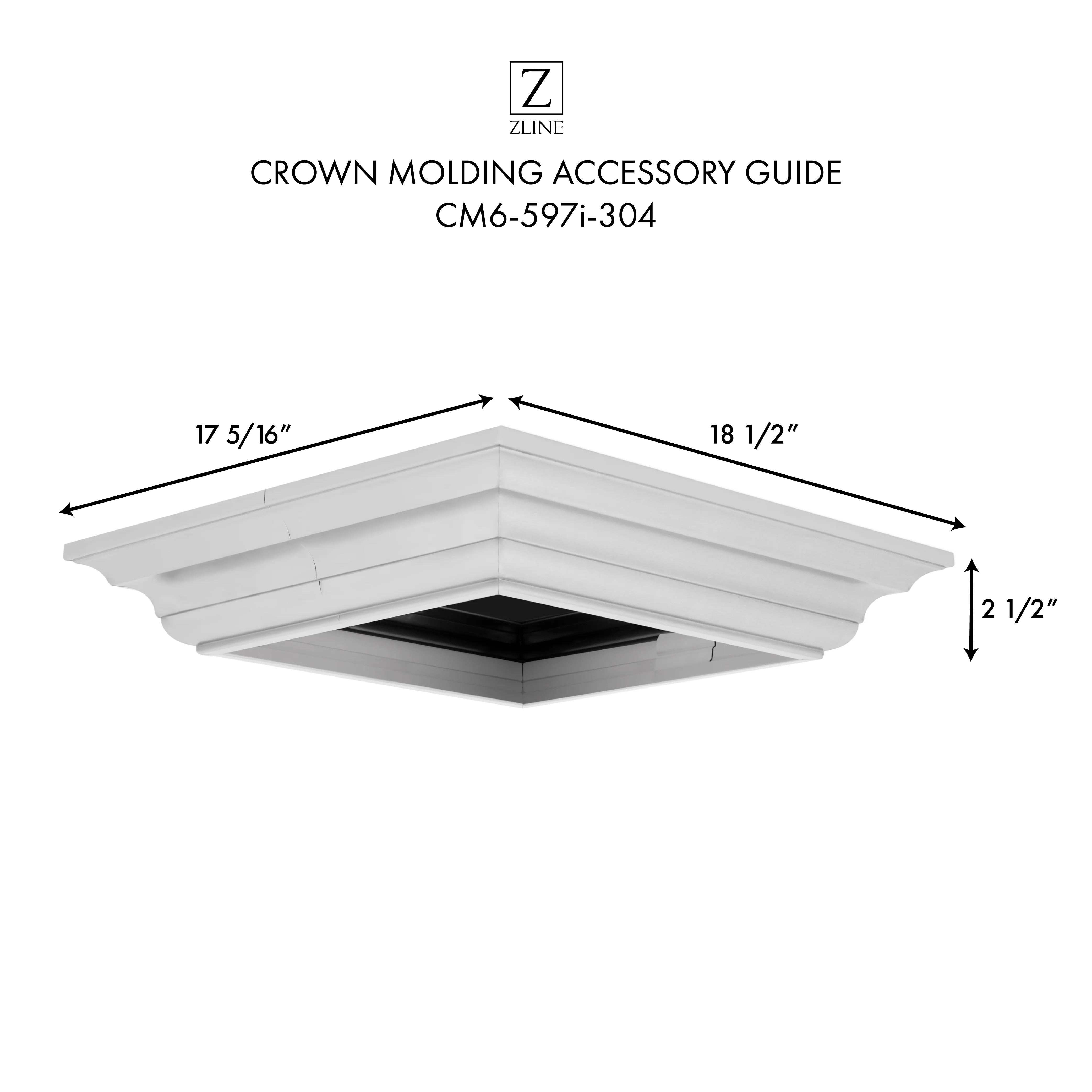 ZLINE Crown Molding Profile 6 for Island Mount Range Hood (CM6-697i/KECOMi-304) - Image 4