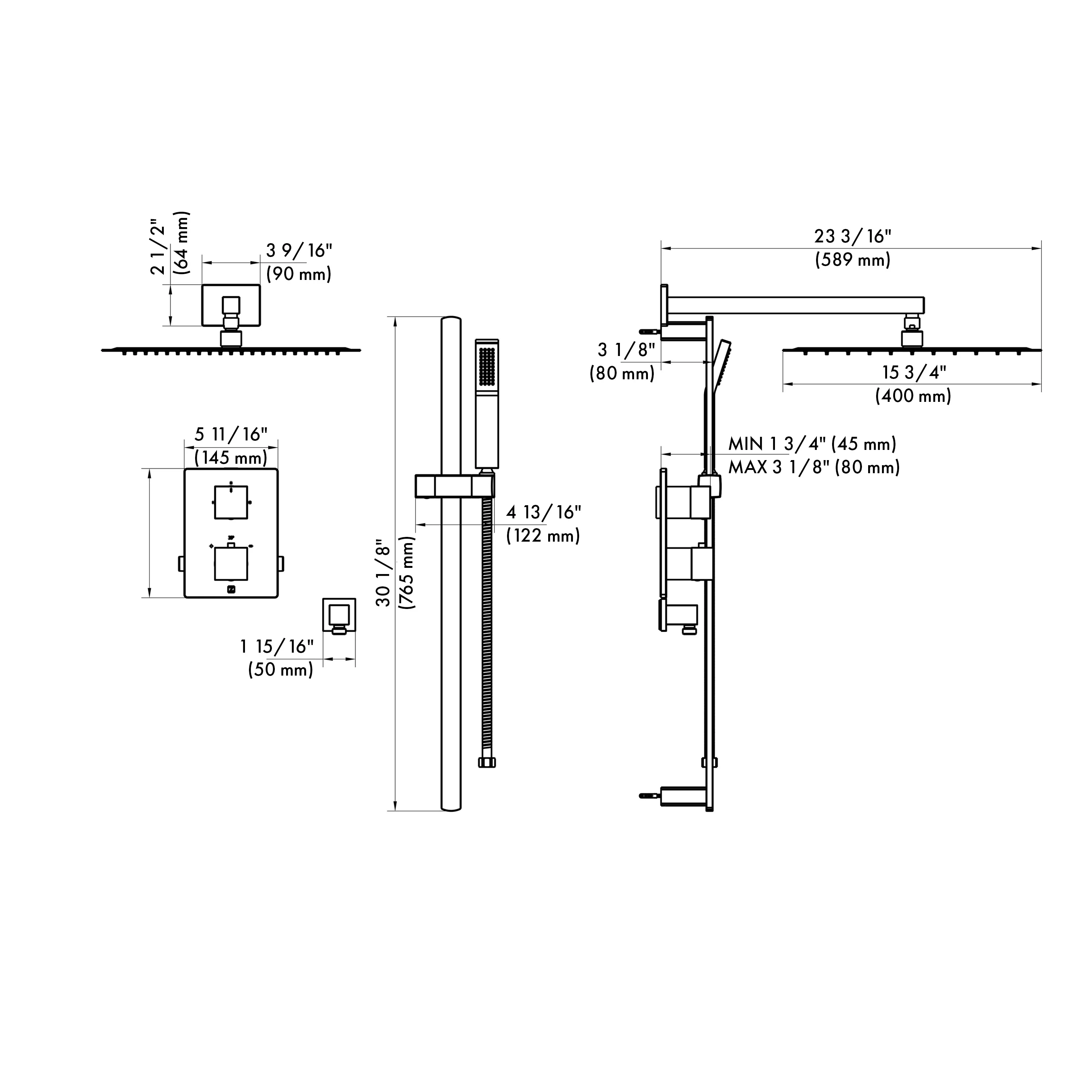 ZLINE Crystal Bay Thermostatic Shower System in Brushed Nickel (CBY-SHS-T2-BN) - Image 5
