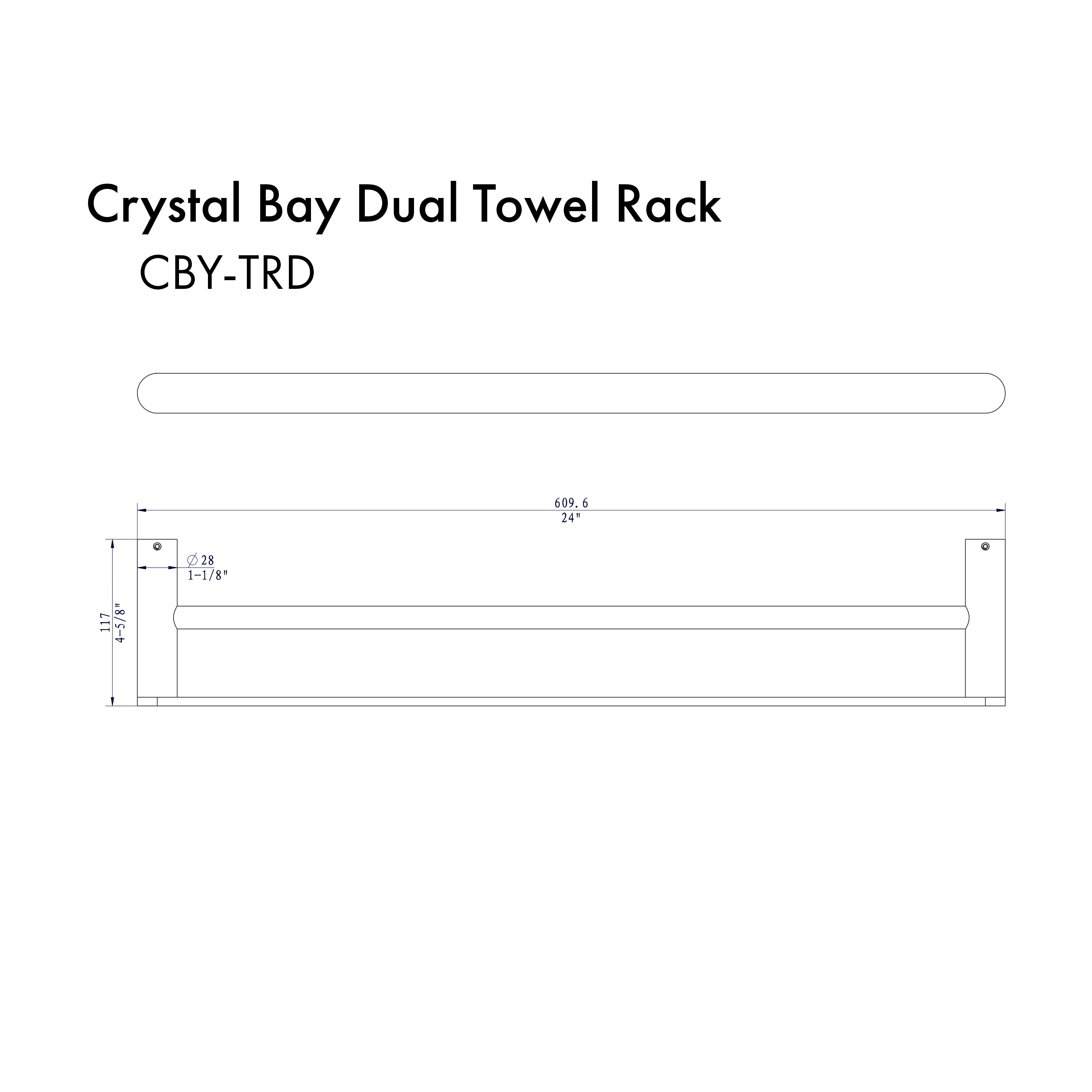 ZLINE Crystal Bay Double Towel Rail in Gun Metal (CBY-TRD-GM) - Image 2