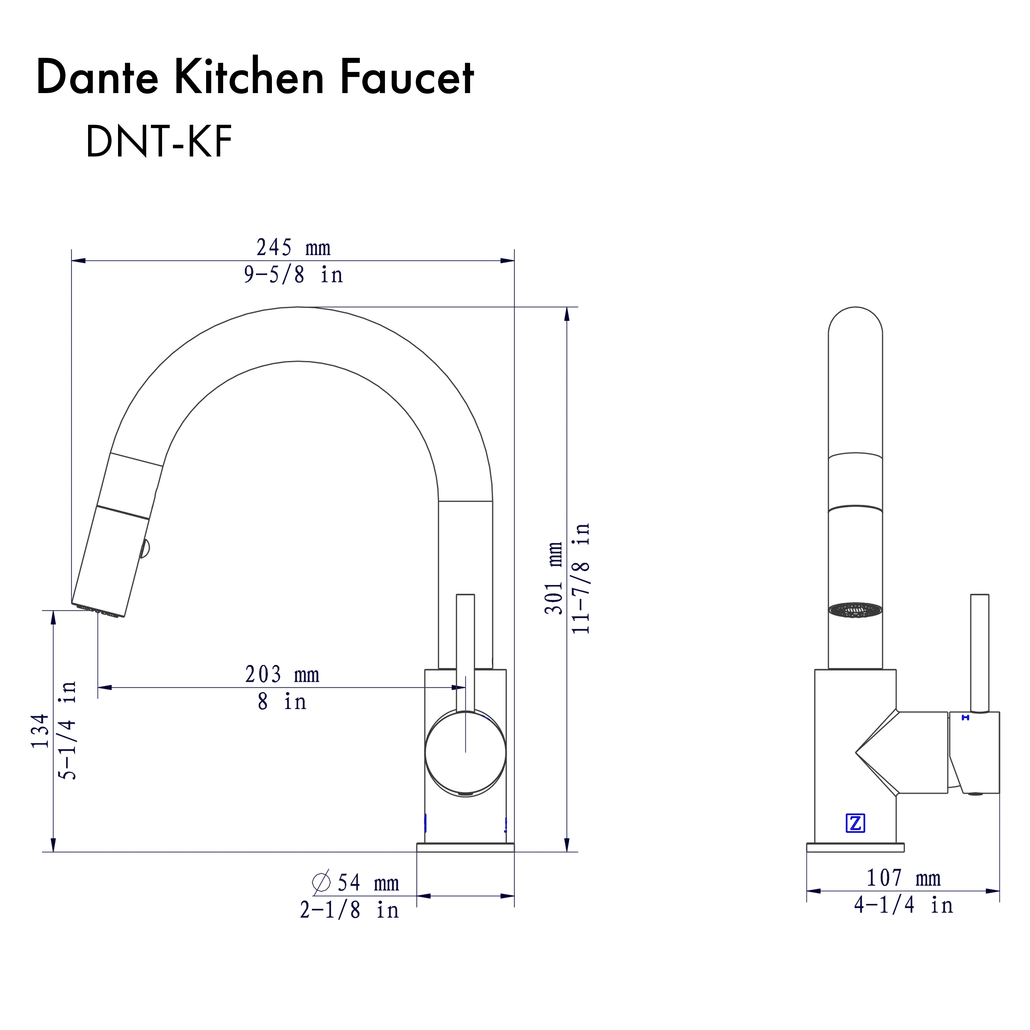 ZLINE Dante Kitchen Faucet in Matte Black (DNT-KF-MB) - Image 9