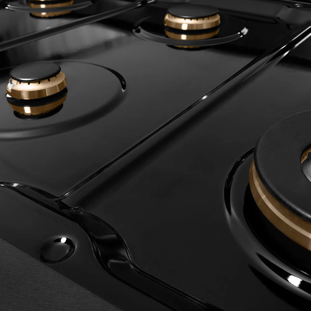 ZLINE Designer Collection 48 in. Paramount Gas Rangetop with 8 Burners in Black Satin Stainless Steel with Matte Black and Champagne Bronze Accents (SRTBSZ-48-MBCB) - Image 6