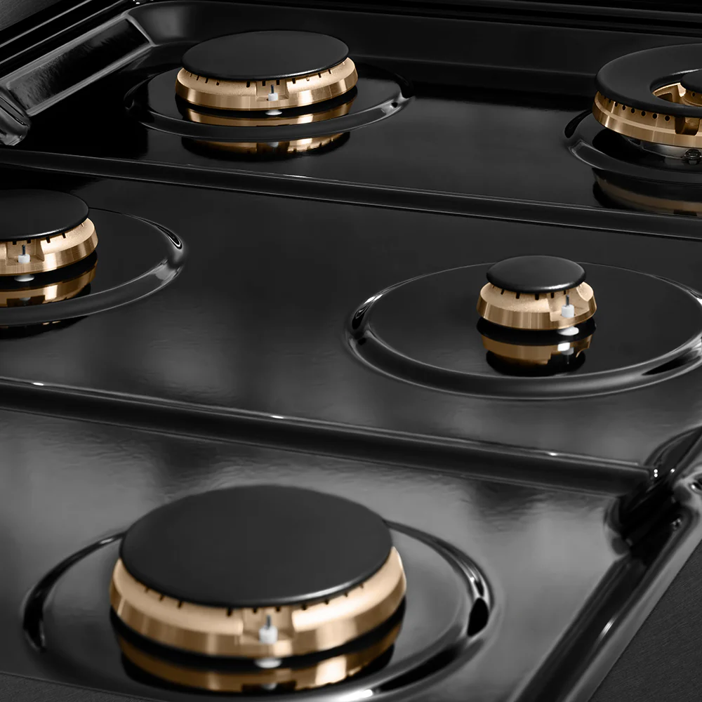 ZLINE Designer Collection 36 in. Paramount Gas Rangetop with 6 Burners in Black Satin Stainless Steel with Matte Black and Champagne Bronze Accents, Open Box-Great Condition - Image 3