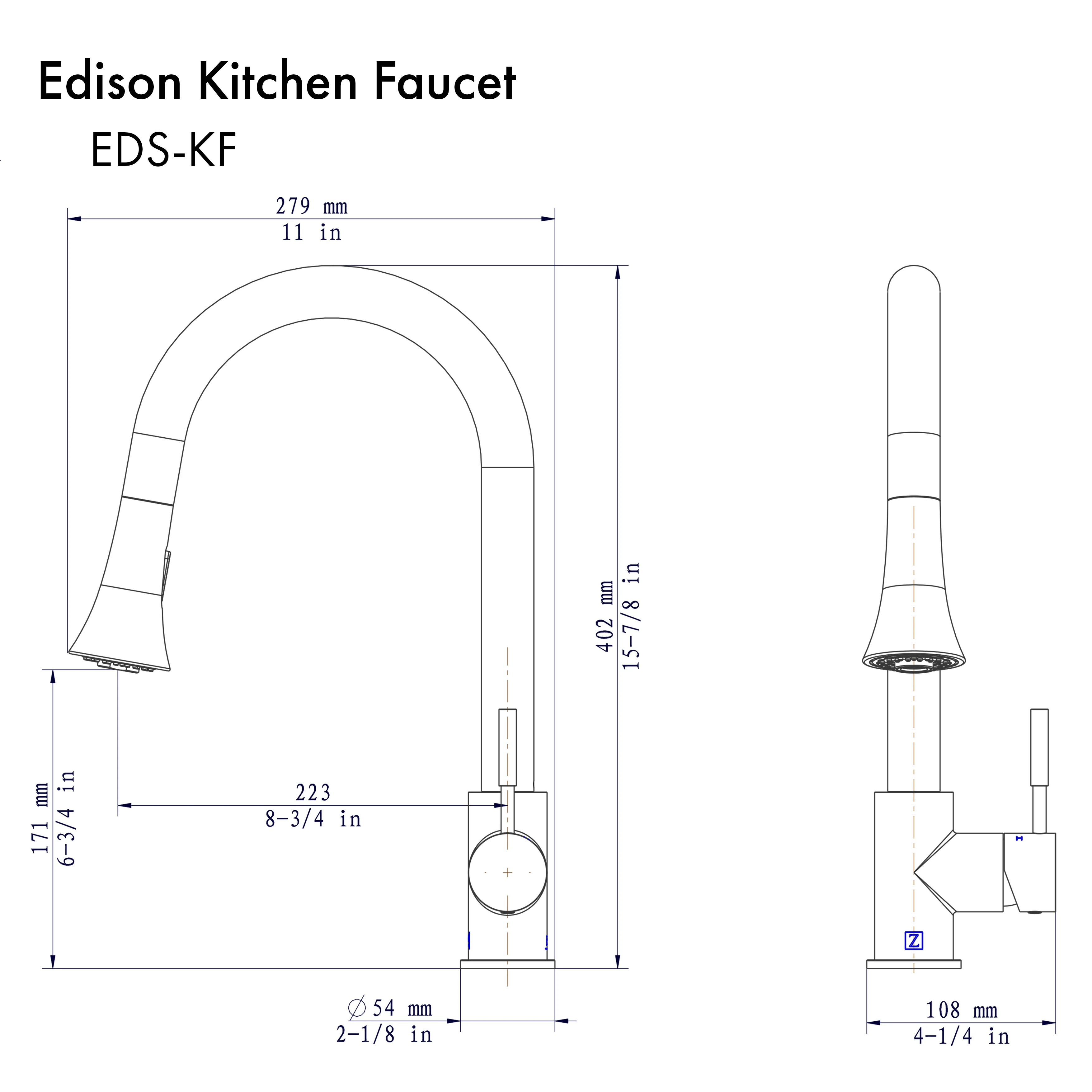 ZLINE Edison Kitchen Faucet in Brushed Nickel (EDS-KF-BN) - Image 8