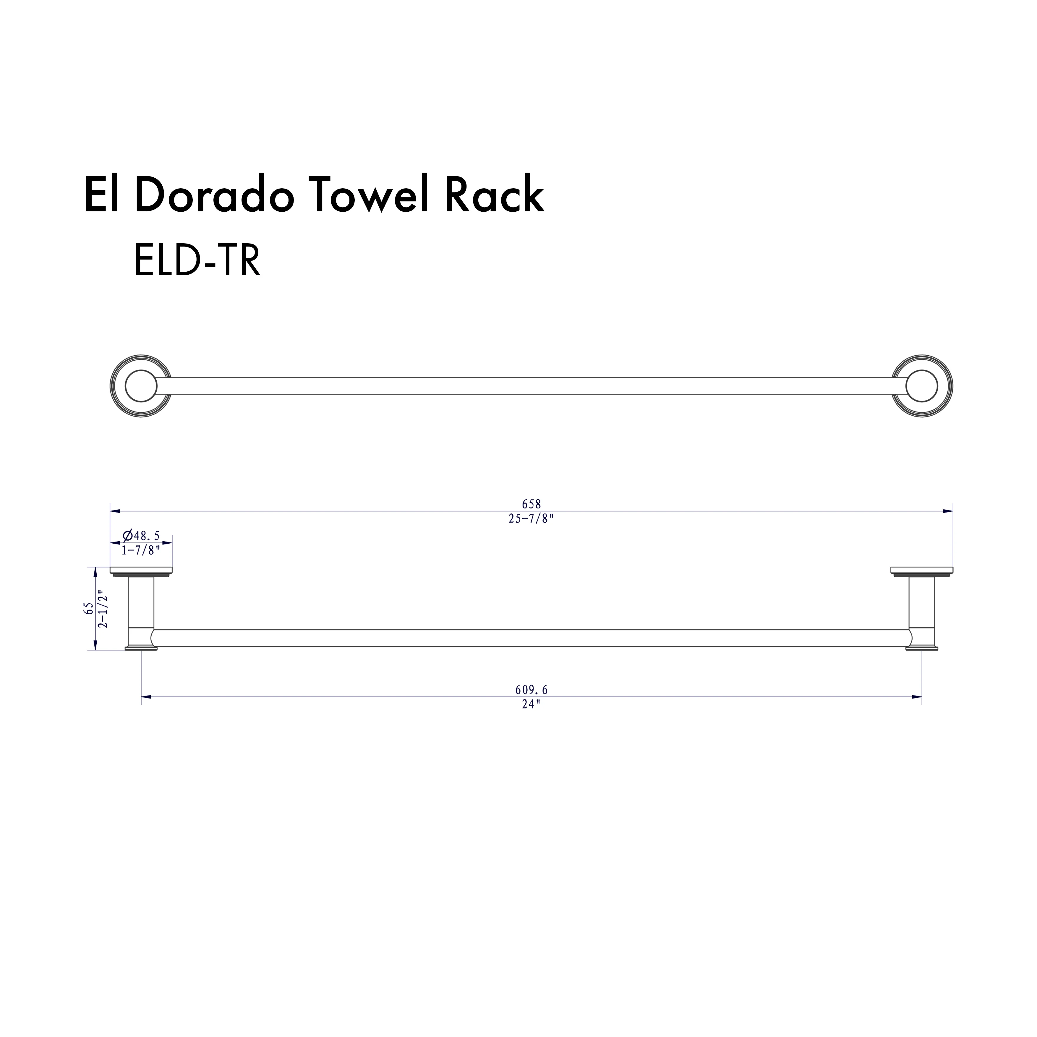 ZLINE El Dorado Towel Rail in Brushed Nickel (ELD-TR-BN) - Image 2