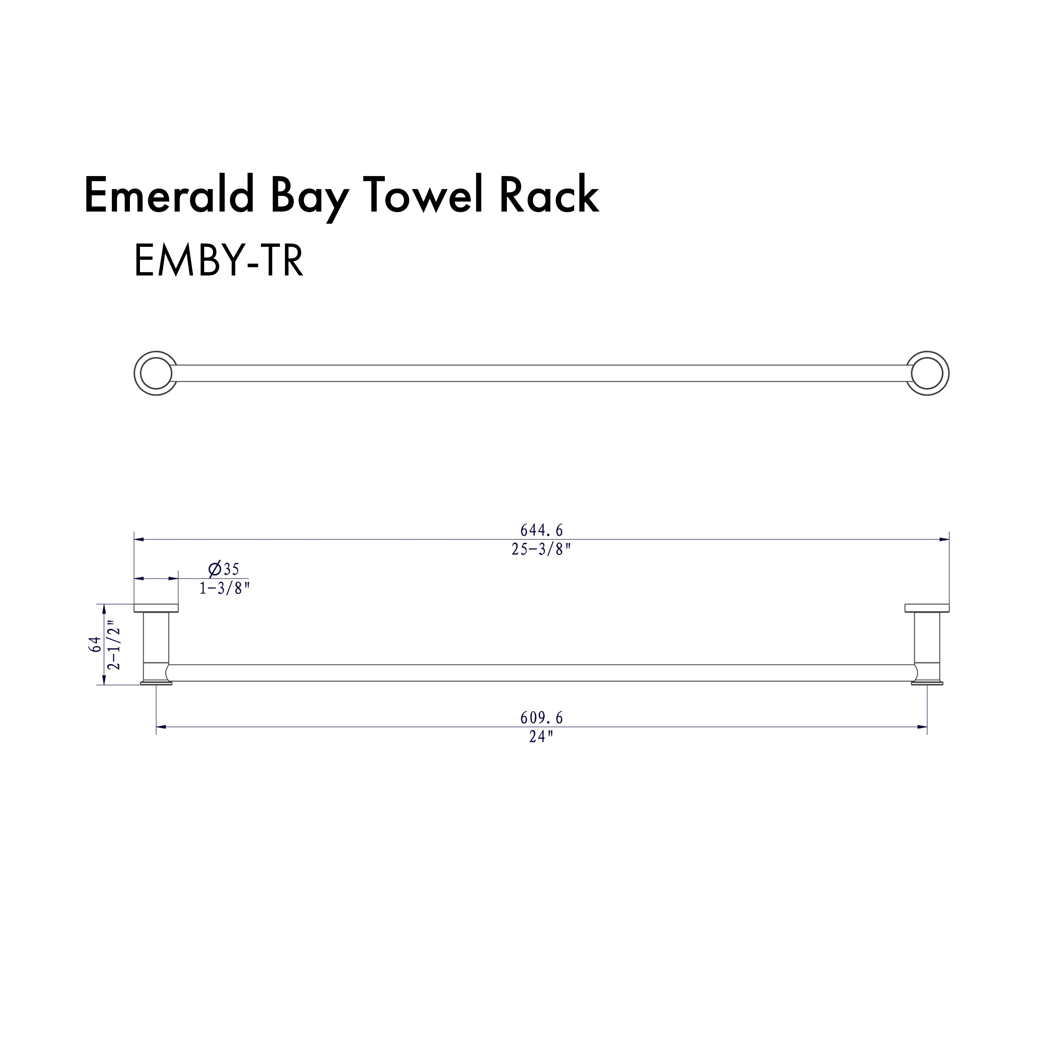ZLINE Emerald Bay Towel Rail in Polished Gold (EMBY-TR-PG) - Image 2