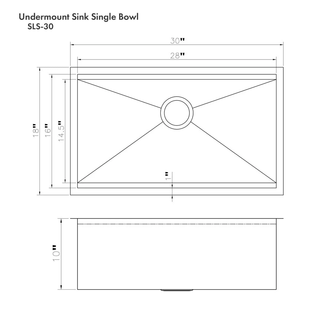 ZLINE 30 in. Garmisch Undermount Single Bowl Satin Stainless Steel Kitchen Sink with Bottom Grid and Accessories (SLS-30S) - Image 11