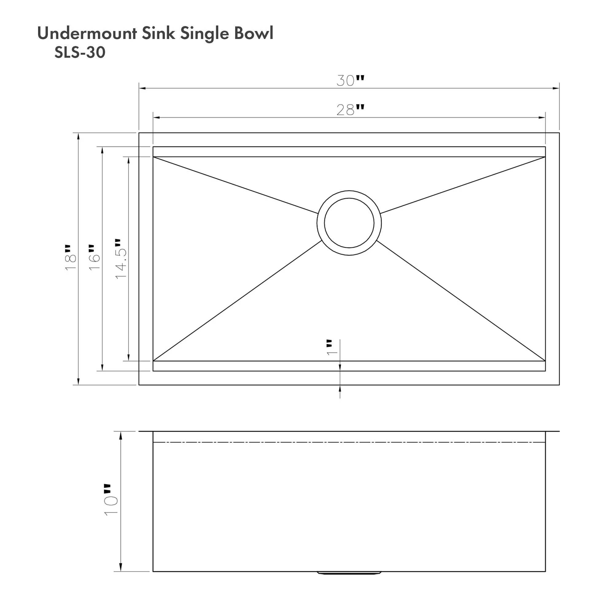 ZLINE 30 in. Garmisch Undermount Single Bowl Stainless Steel Kitchen Sink with Bottom Grid and Accessories (SLS-30) - Image 15