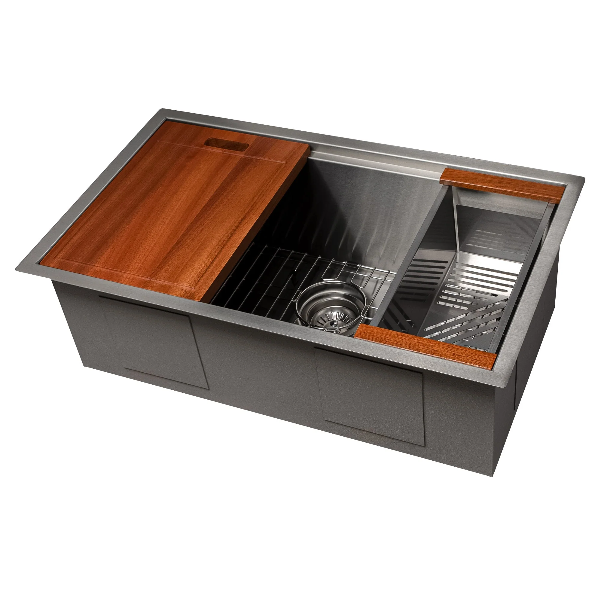 ZLINE 30 in. Garmisch Undermount Single Bowl Stainless Steel Kitchen Sink with Bottom Grid and Accessories (SLS-30) - Image 4