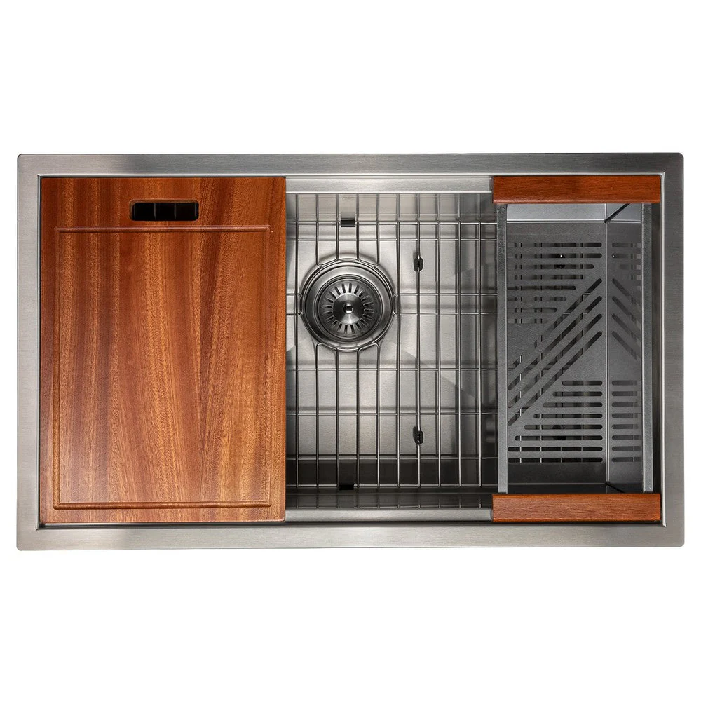 ZLINE 30 in. Garmisch Undermount Single Bowl Stainless Steel Kitchen Sink with Bottom Grid and Accessories (SLS-30) - Image 7
