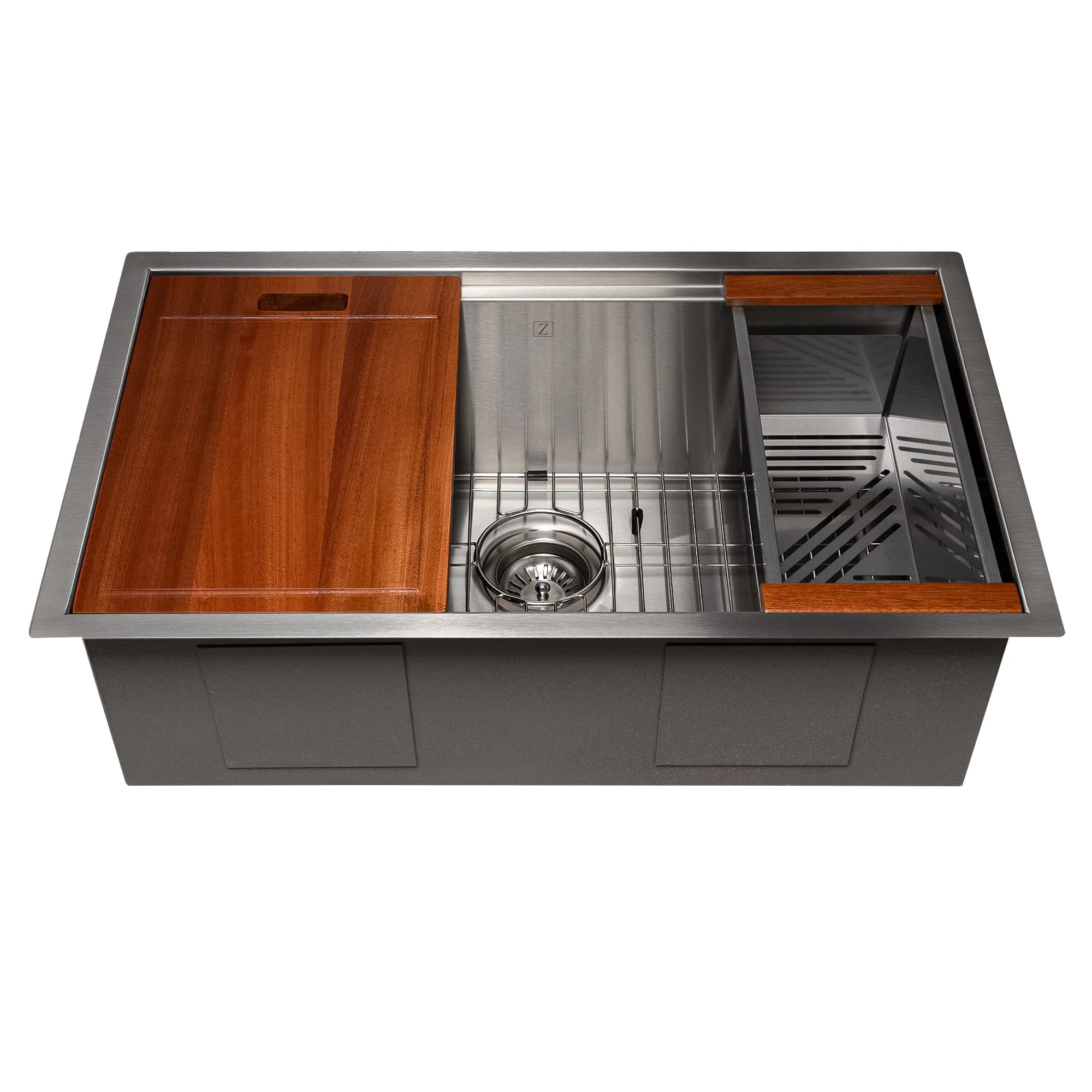 ZLINE 30 in. Garmisch Undermount Single Bowl Stainless Steel Kitchen Sink with Bottom Grid and Accessories (SLS-30) - Image 9