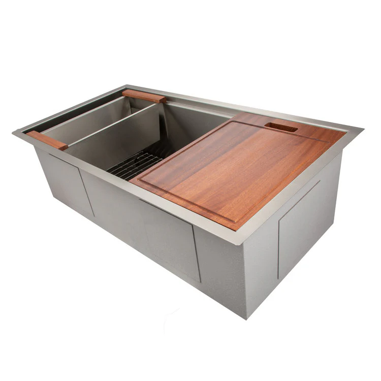 ZLINE 33 in. Garmisch Undermount Single Bowl Stainless Steel Kitchen Sink with Bottom Grid and Accessories (SLS-33) - Image 6