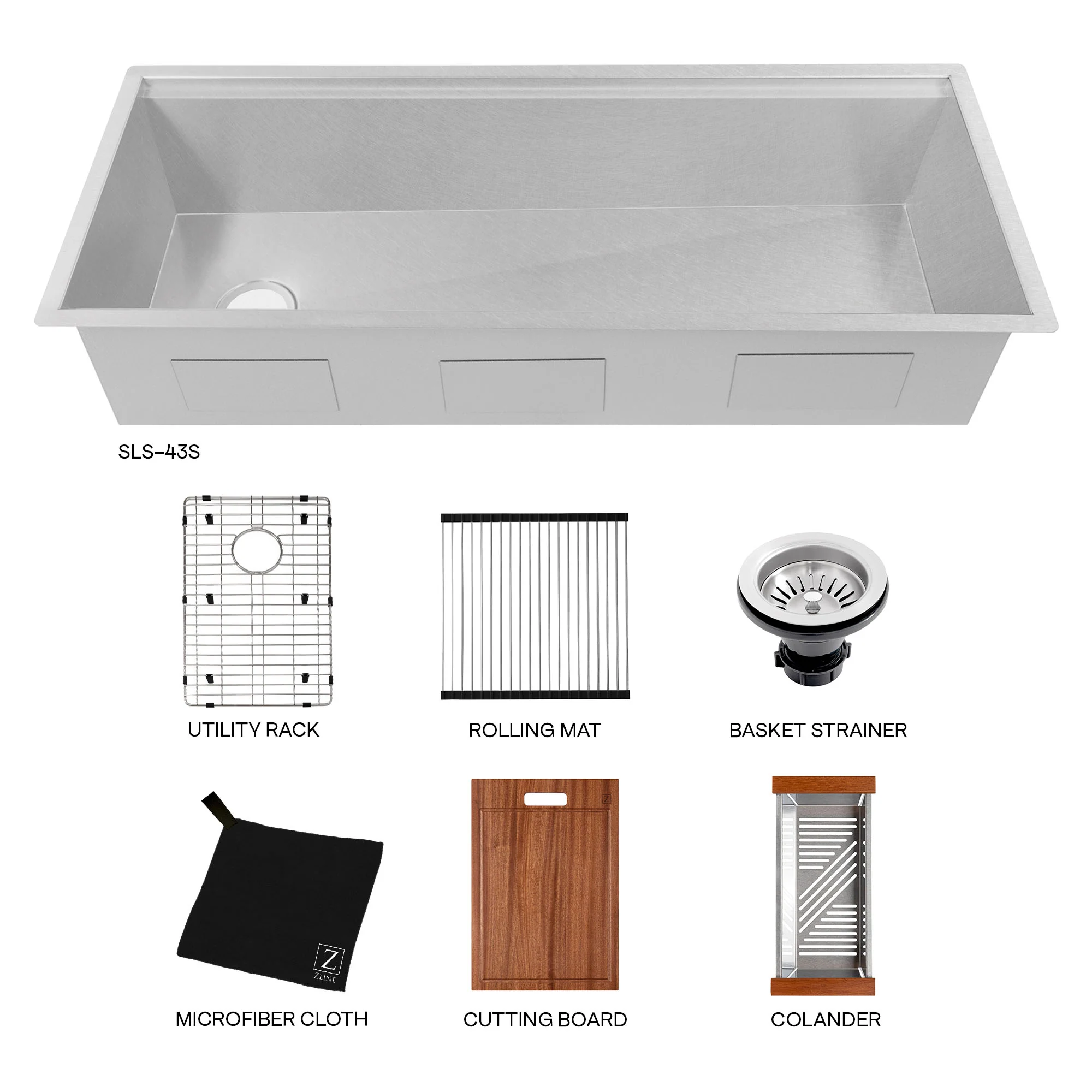 ZLINE 45 in. Garmisch Undermount Single Bowl Satin Stainless Steel Kitchen Sink with Bottom Grid and Accessories (SLS-45S) - Image 12