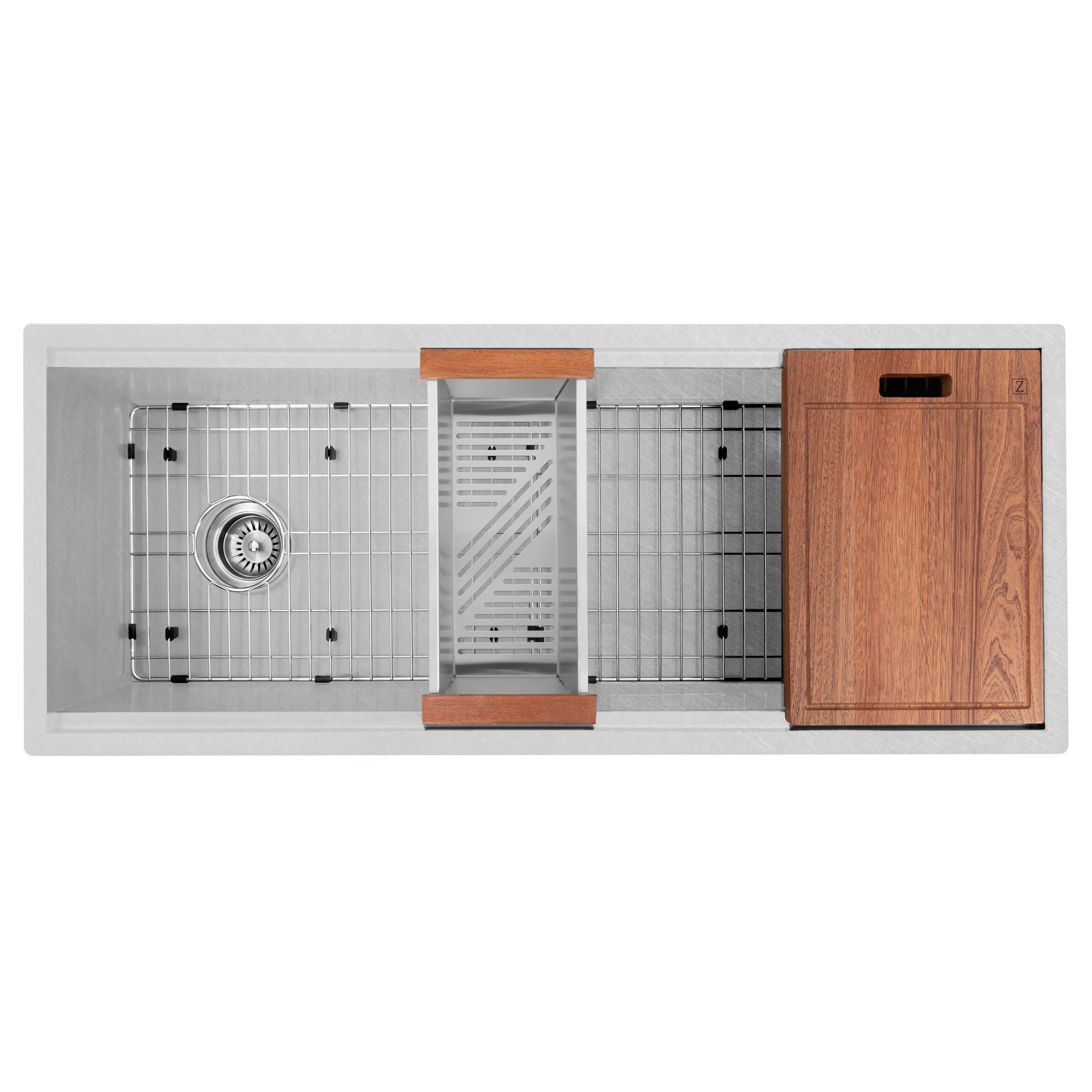 ZLINE 45 in. Garmisch Undermount Single Bowl Satin Stainless Steel Kitchen Sink with Bottom Grid and Accessories (SLS-45S) - Image 3
