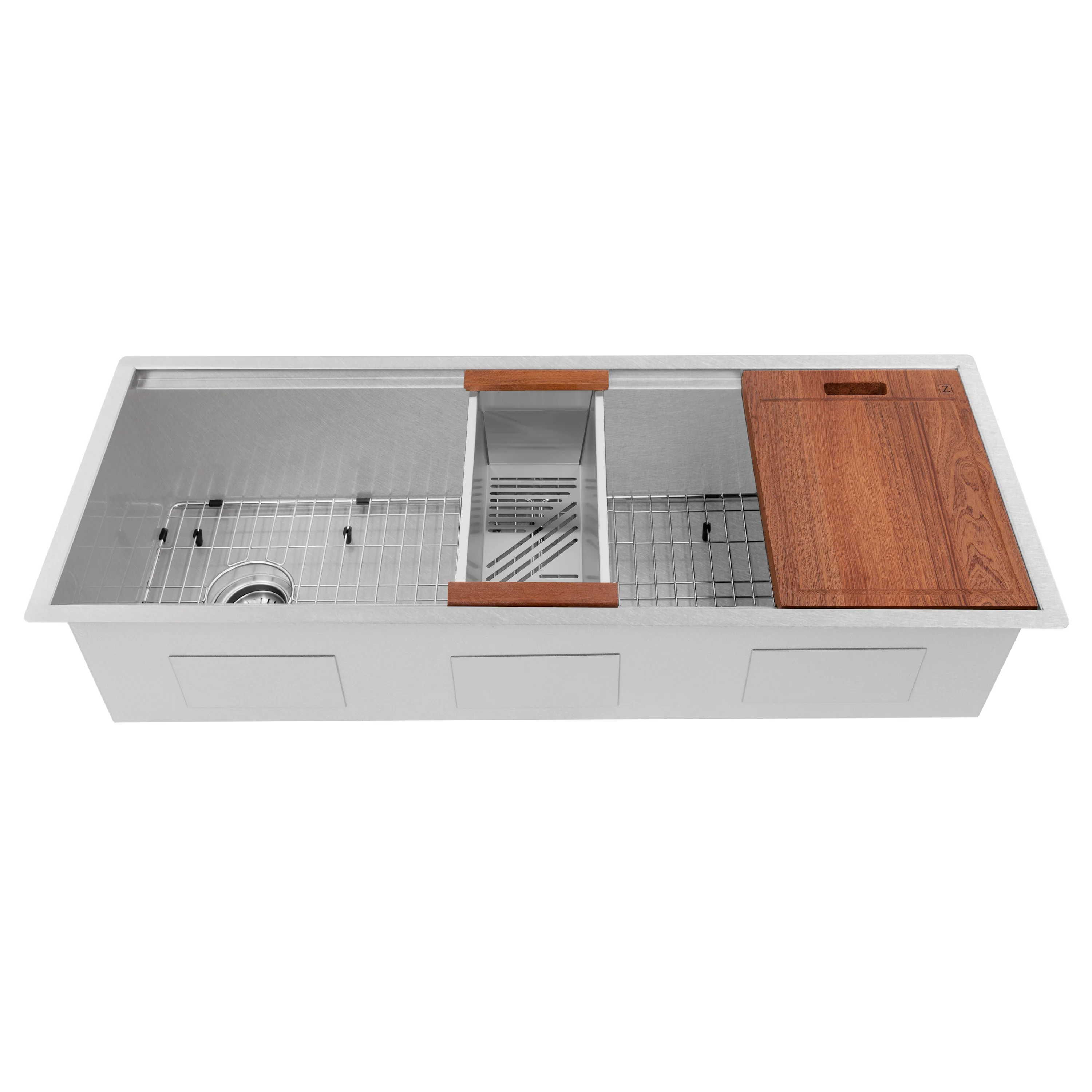 ZLINE 45 in. Garmisch Undermount Single Bowl Satin Stainless Steel Kitchen Sink with Bottom Grid and Accessories (SLS-45S) - Image 4