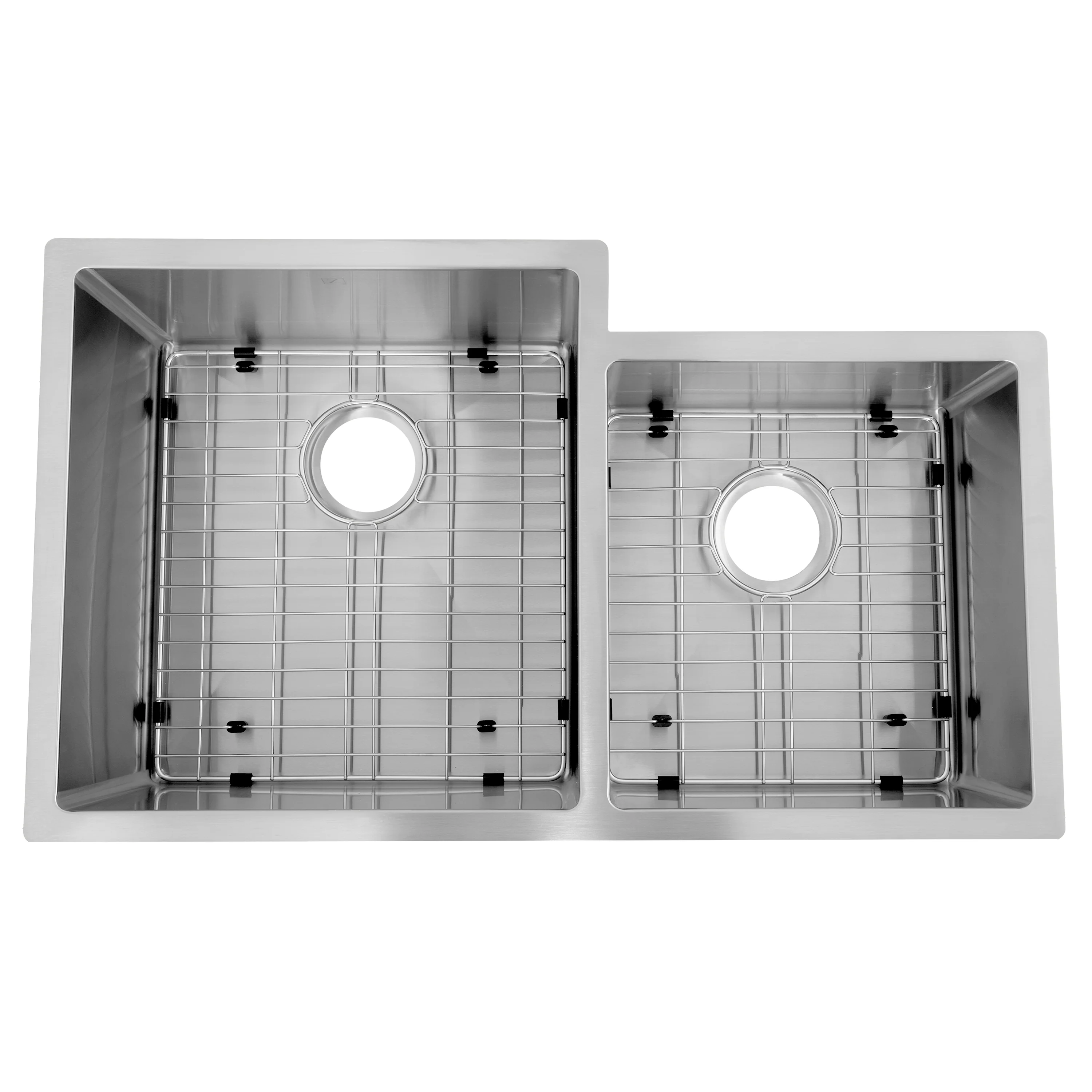 ZLINE 32 in. Jackson Undermount Double Bowl Stainless Steel Kitchen Sink with Bottom Grid (SRDR-32) - Image 2