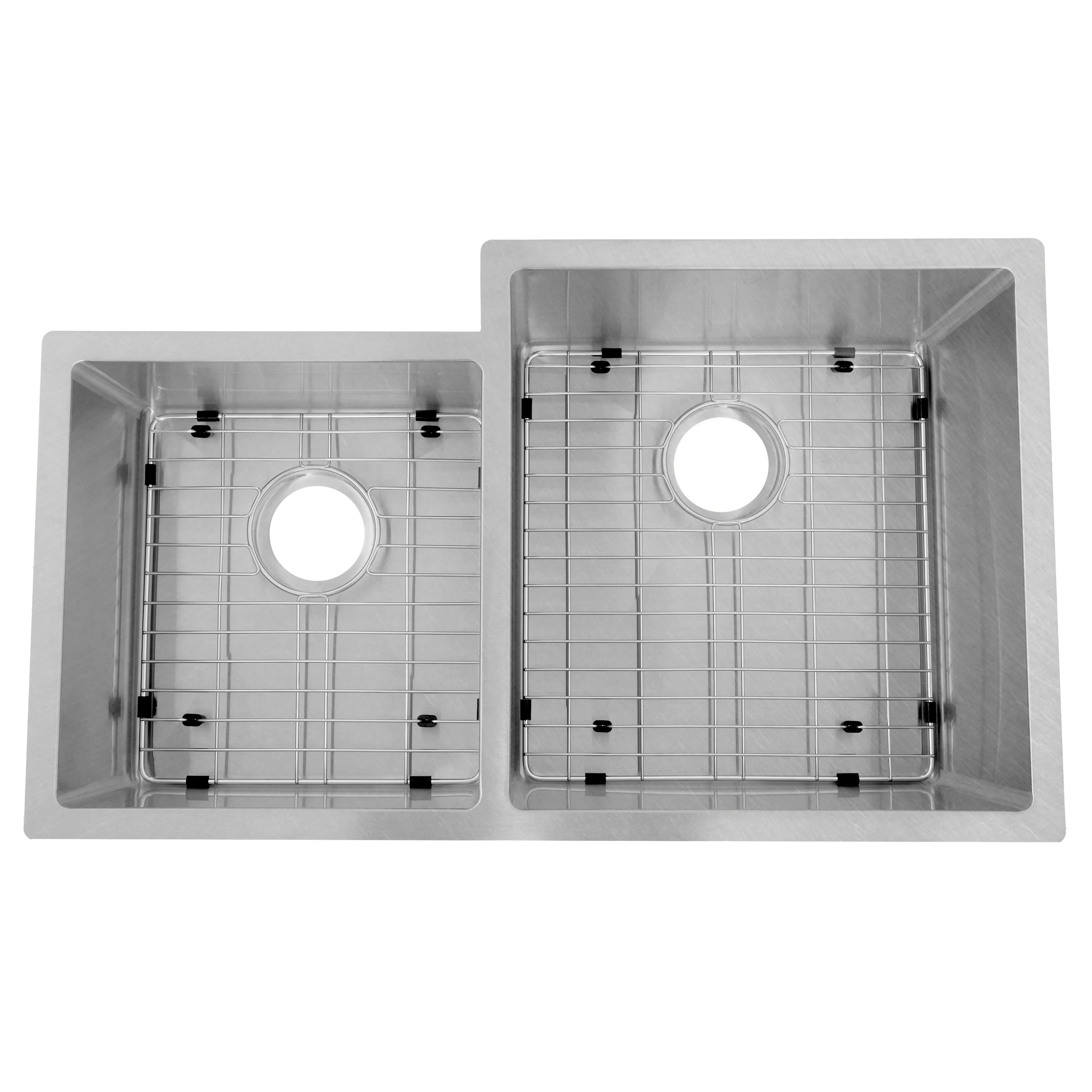 ZLINE 32 in. Jackson Undermount Double Bowl Stainless Steel Kitchen Sink with Bottom Grid (SRDR-32) - Image 5