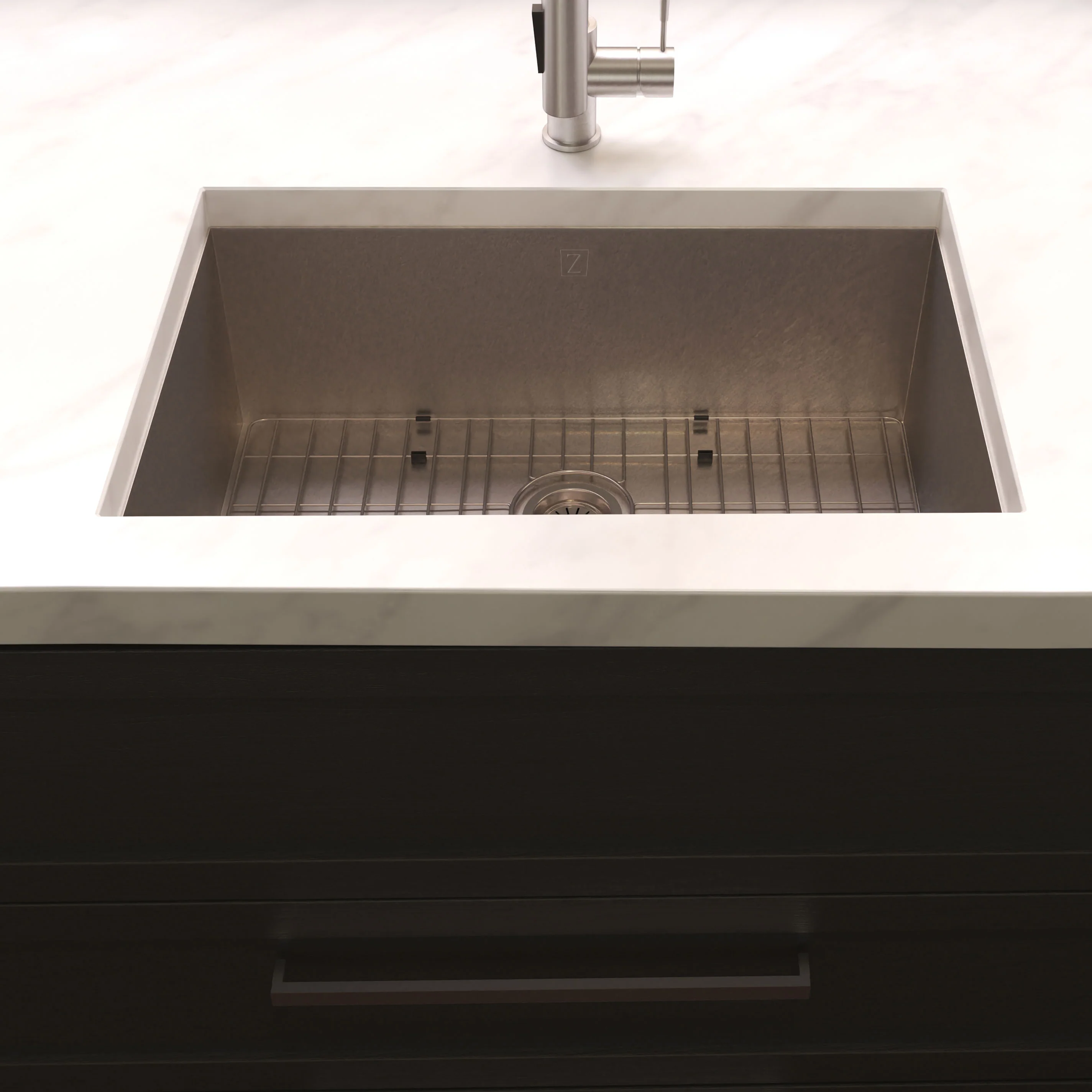 ZLINE 27 in. Meribel Undermount Single Bowl Satin Stainless Steel Kitchen Sink with Bottom Grid (SRS-27S) - Image 11