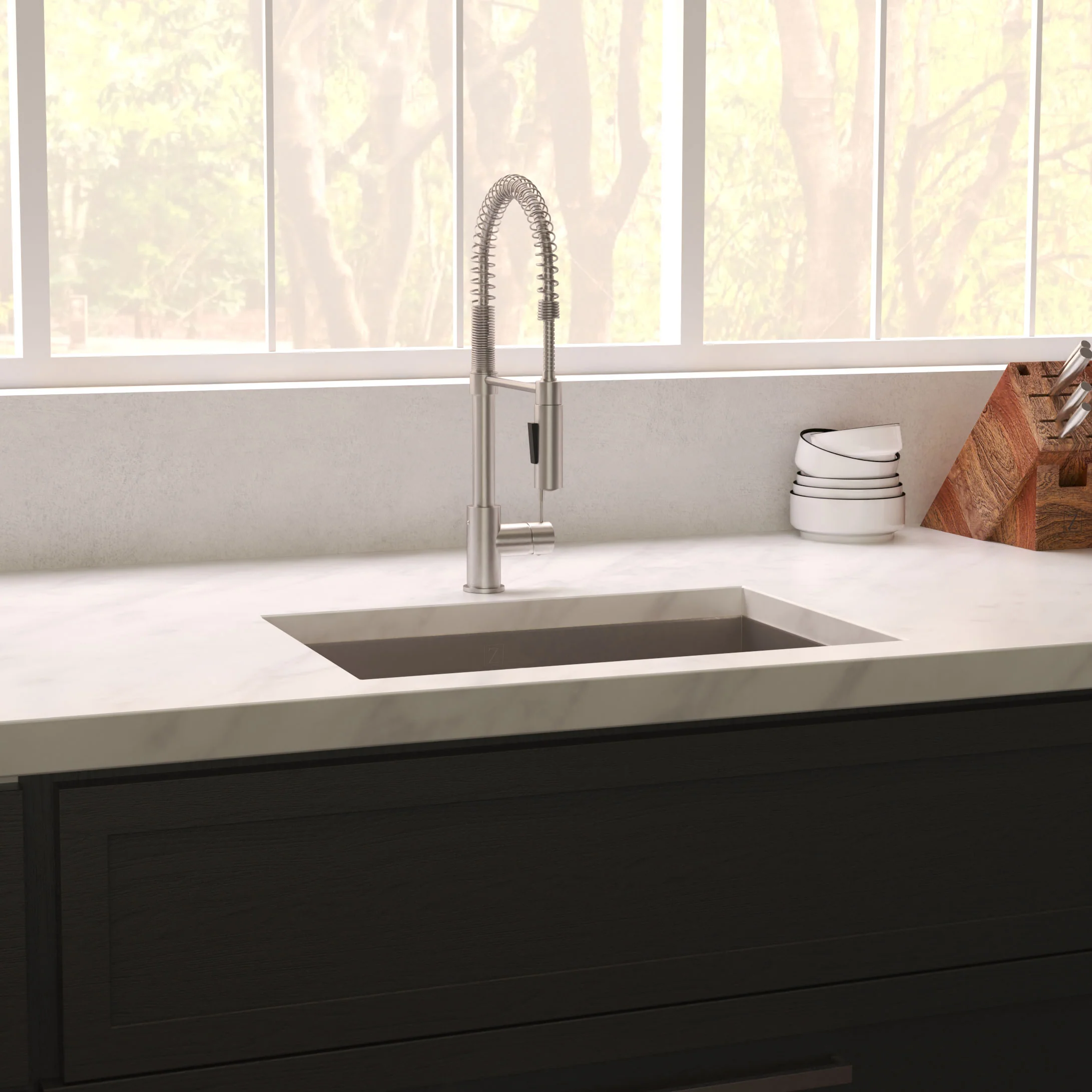 ZLINE 33 in. Meribel Undermount Single Bowl Satin Stainless Steel Kitchen Sink with Bottom Grid (SRS-33S) - Image 2