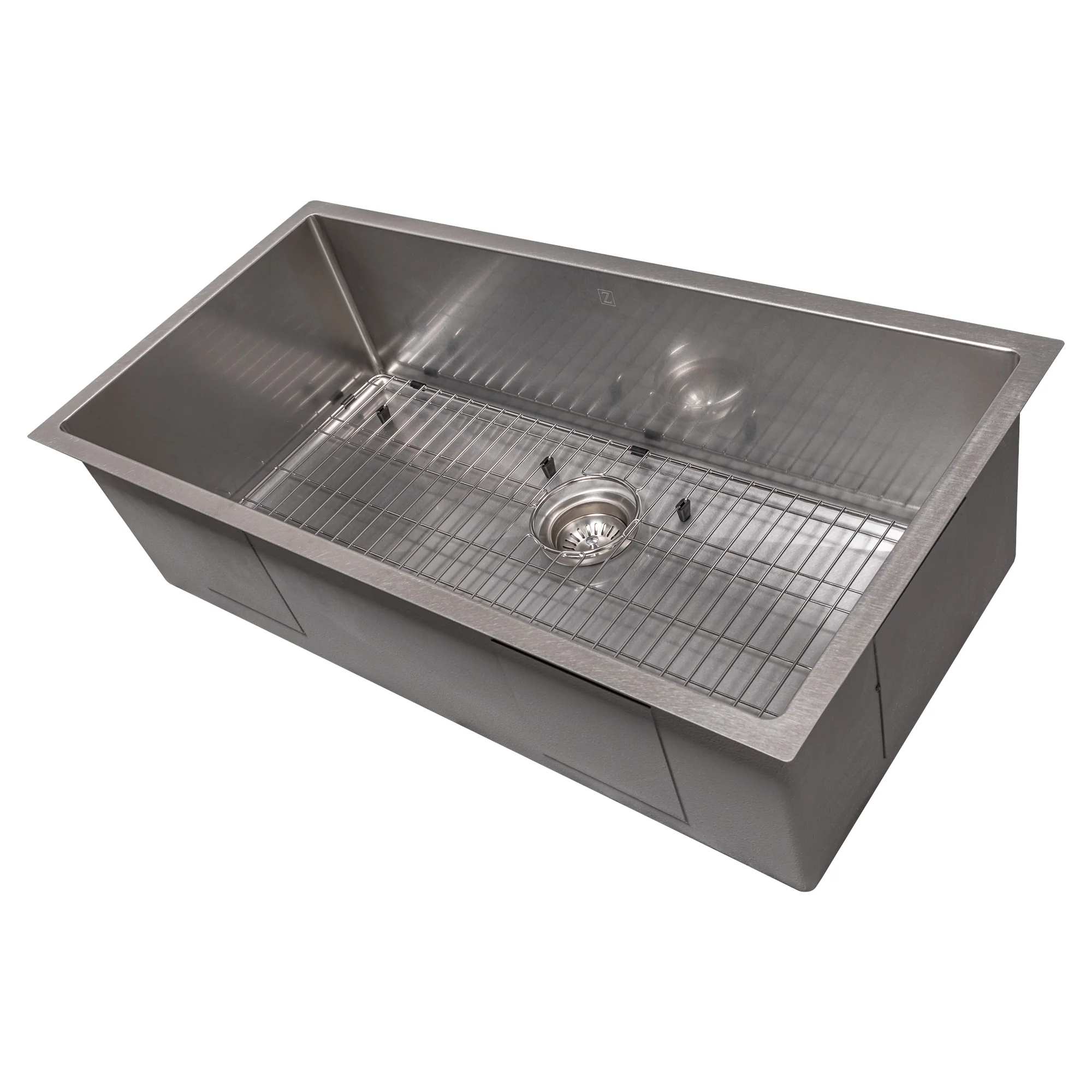 ZLINE 36 in. Meribel Undermount Single Bowl Satin Stainless Steel Kitchen Sink with Bottom Grid (SRS-36S) - Image 4