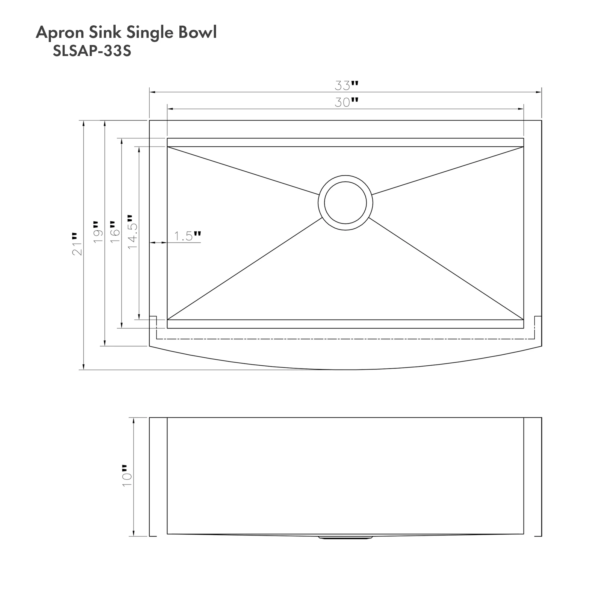 ZLINE 33 in. Moritz Farmhouse Apron Mount Single Bowl Satin Stainless Steel Kitchen Sink with Bottom Grid and Accessories (SLSAP-33S) - Image 17