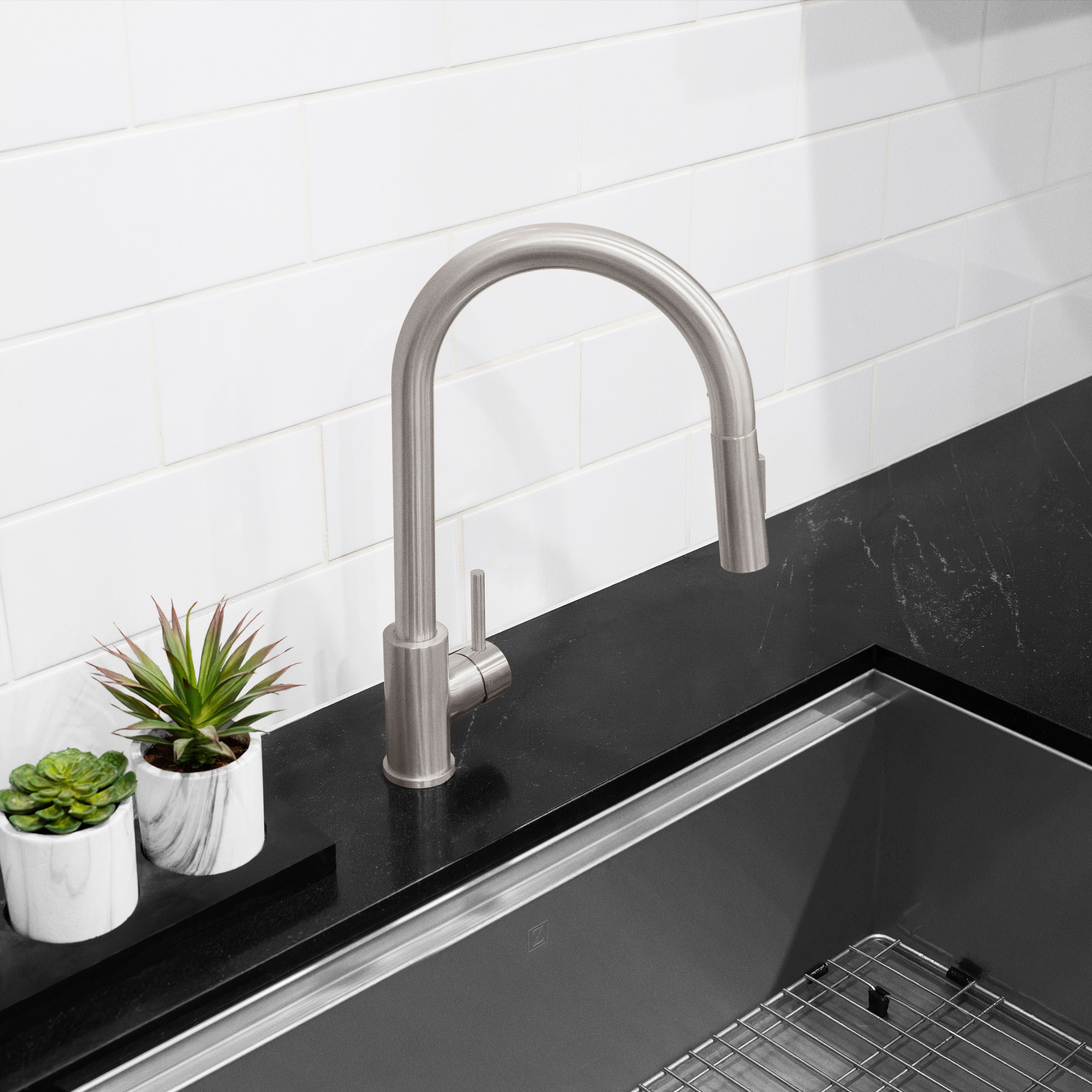 ZLINE Palisades Pull Down Single Handle Kitchen Faucet in Brushed Nickel (RBCN1-KF-BN) - Image 9
