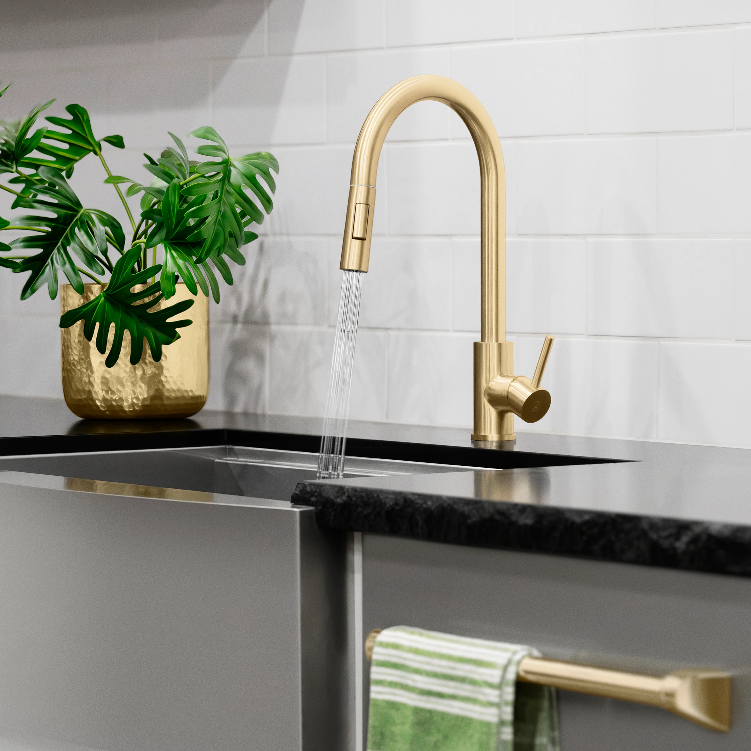 ZLINE Palisades Pull Down Single Handle Kitchen Faucet in Champagne Bronze (RBCN1-KF-CB) - Image 10