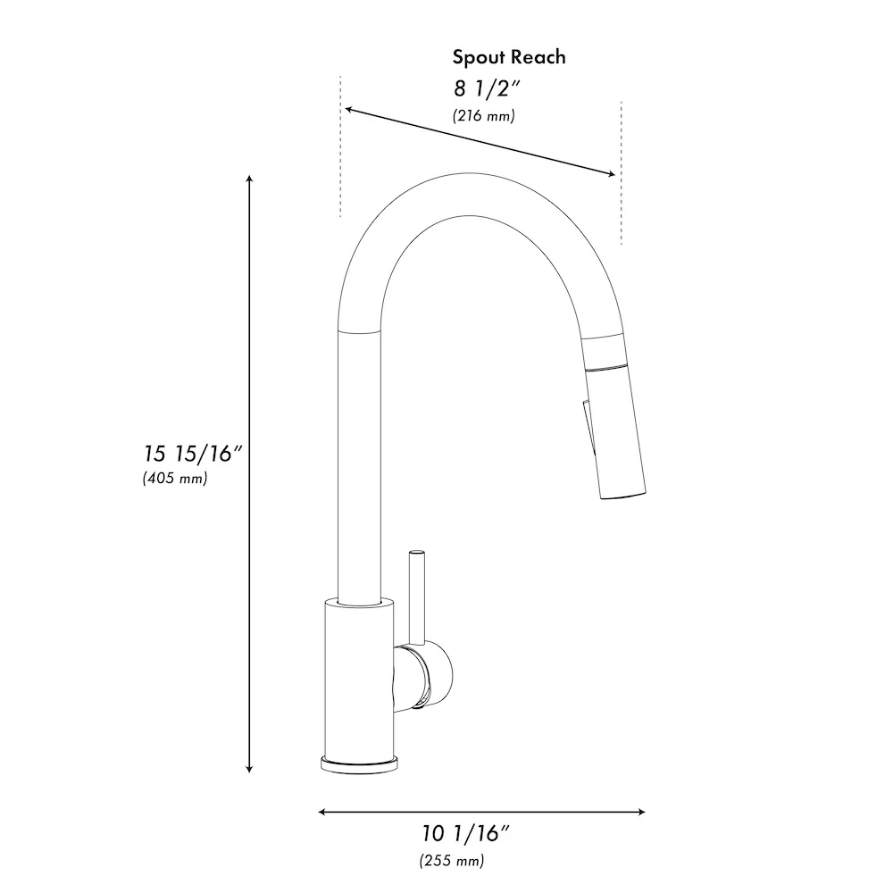 ZLINE Palisades Pull Down Single Handle Kitchen Faucet in Champagne Bronze (RBCN1-KF-CB) - Image 11