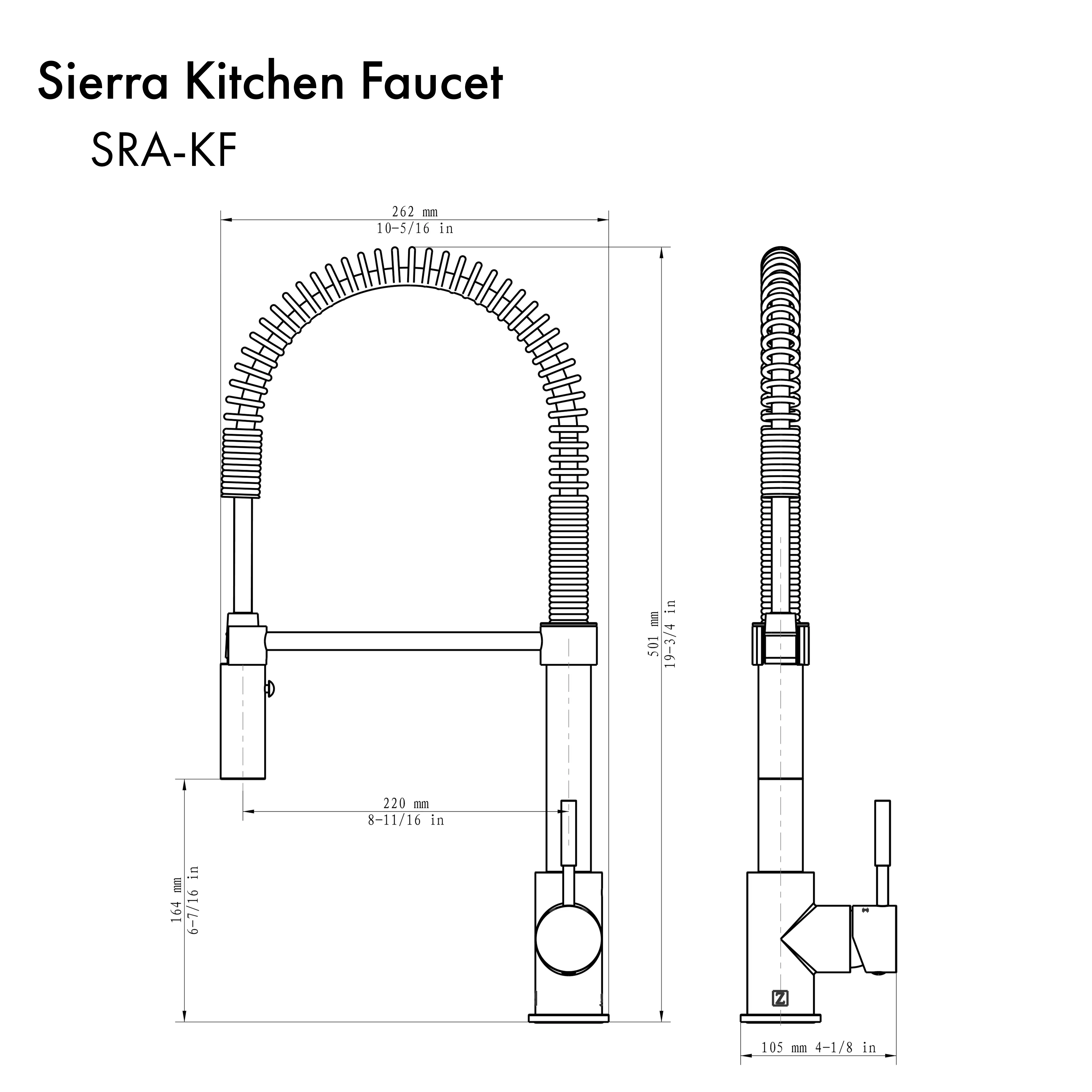 ZLINE Sierra Kitchen Faucet in Polished Gold (SRA-KF-PG) - Image 6