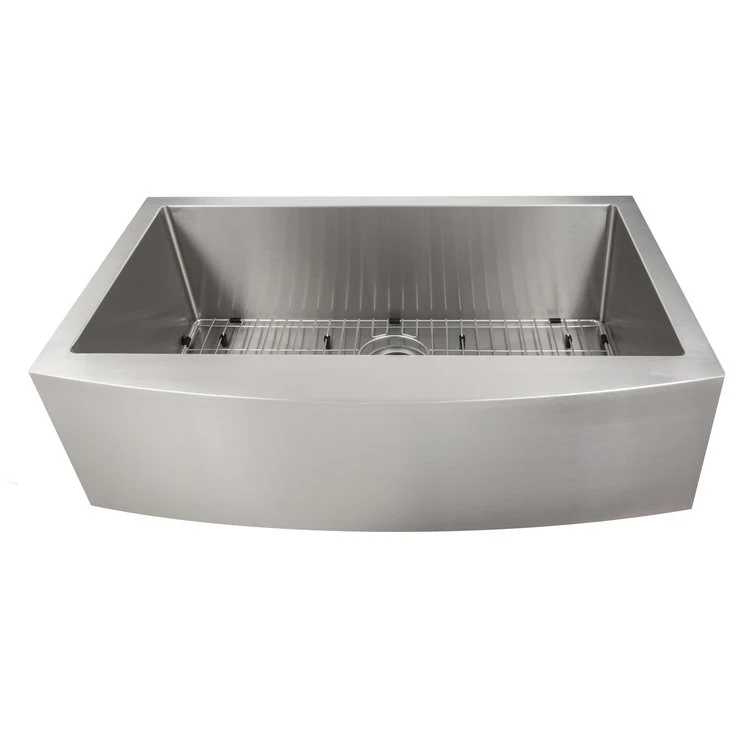 ZLINE 33 in. Vail Farmhouse Apron Mount Single Bowl Stainless Steel Kitchen Sink with Bottom Grid (SAS-33) - Image 4