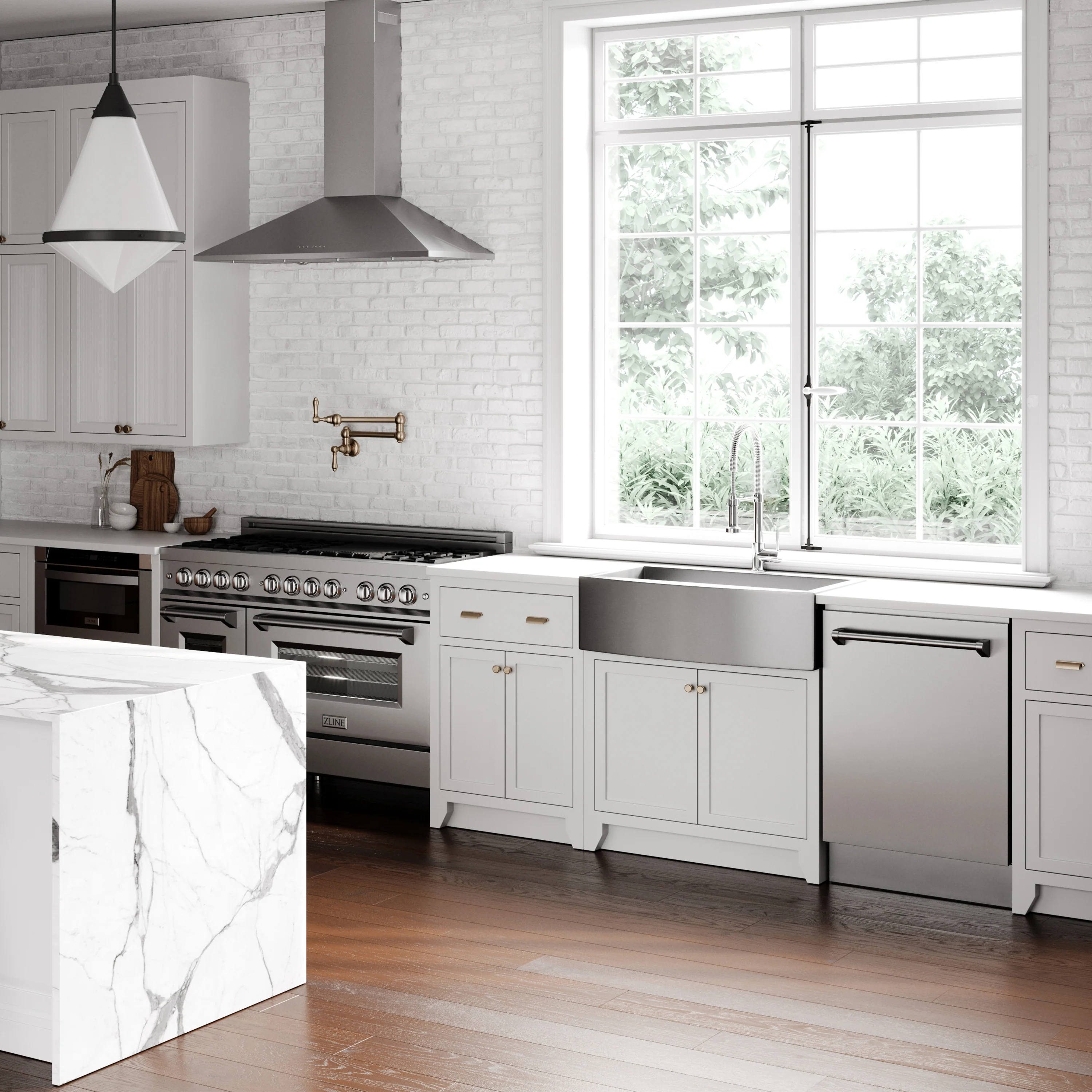 ZLINE 33 in. Vail Farmhouse Apron Mount Single Bowl Stainless Steel Kitchen Sink with Bottom Grid (SAS-33) - Image 9